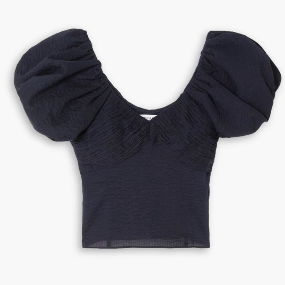 FRAME Pintucked texture-cotton top